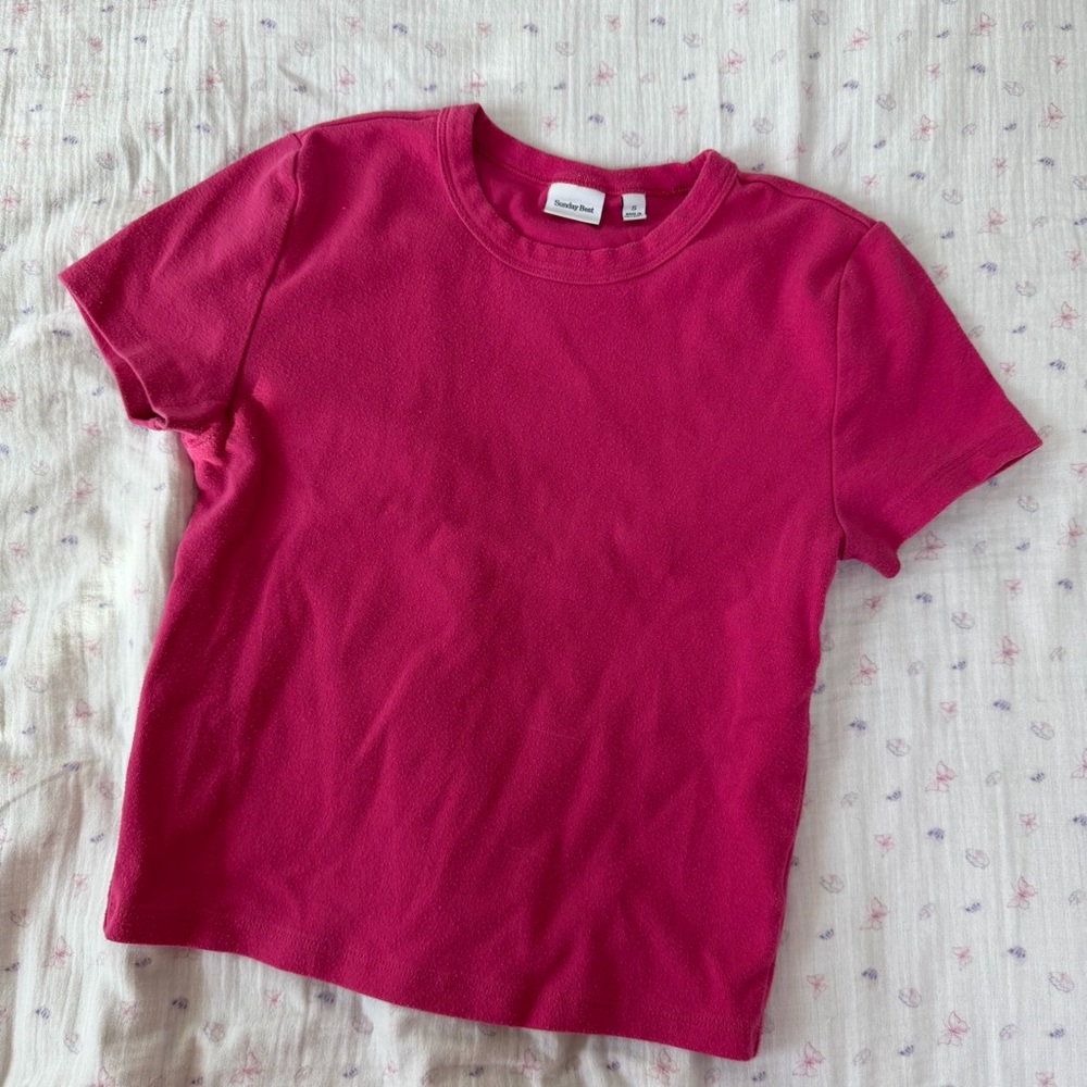Aritzia Sunday Best Hot Pink Crop Top (S)